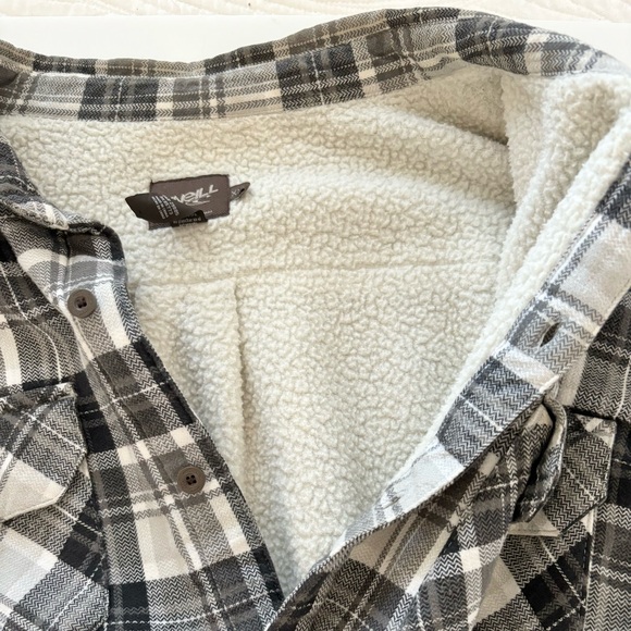 Oneill Mens Grey Extra Large Over Coat Jacket Lined Flannel 100% Cotton Outdoor - Picture 11 of 11